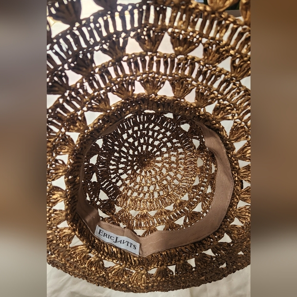 Eric Javits Brown/Gold Wide-Brimmed Woven Hat - Picture 6 of 16